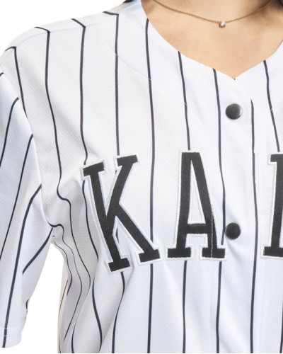 Robe Karl Kani College Pinstripe Baseball blanc