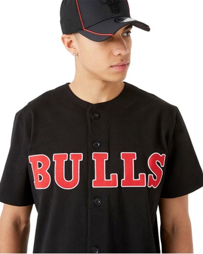 Chemise de baseball New Era noir des Chicago Bulls