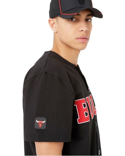 Chemise de baseball New Era noir des Chicago Bulls