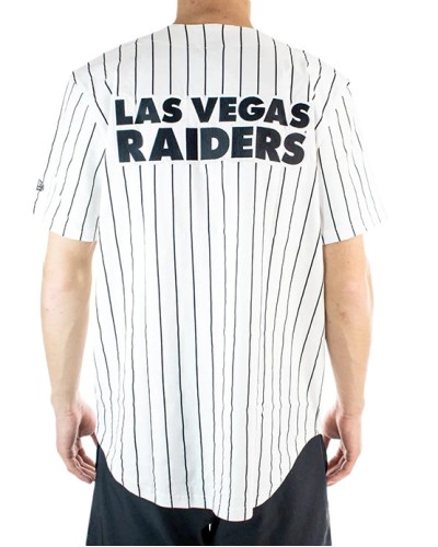 Chemise de baseball New Era blanche Las Vegas Raiders Pinstripe