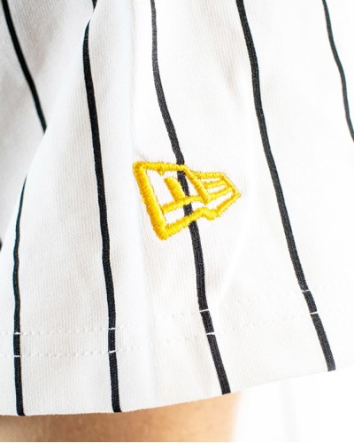 Chemise de baseball New Era blanche LA Lakers Pinstripe