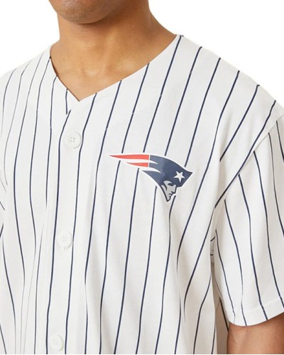 Chemise de baseball New Era blanche Patriots de la Nouvelle-Angleterre Pinstripe