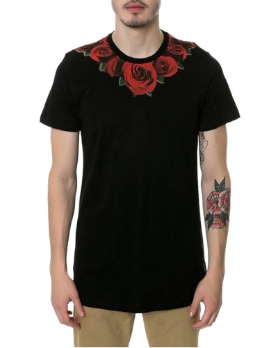 T-shirt oversize flower black