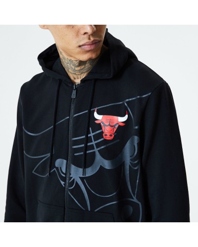 Sweat à capuche zippé noir grand logo des Chicago Bulls