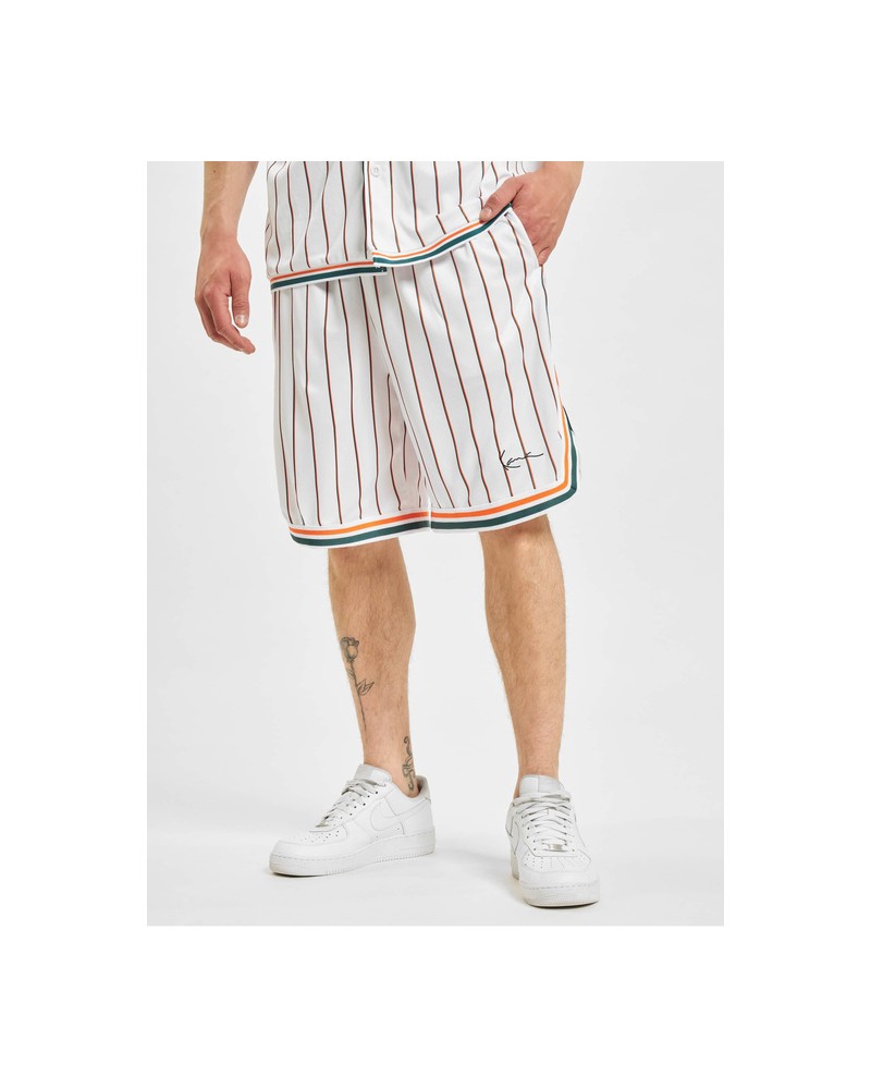Karl Kani Small Signature Pinstripe Mesh Shorts Blanc