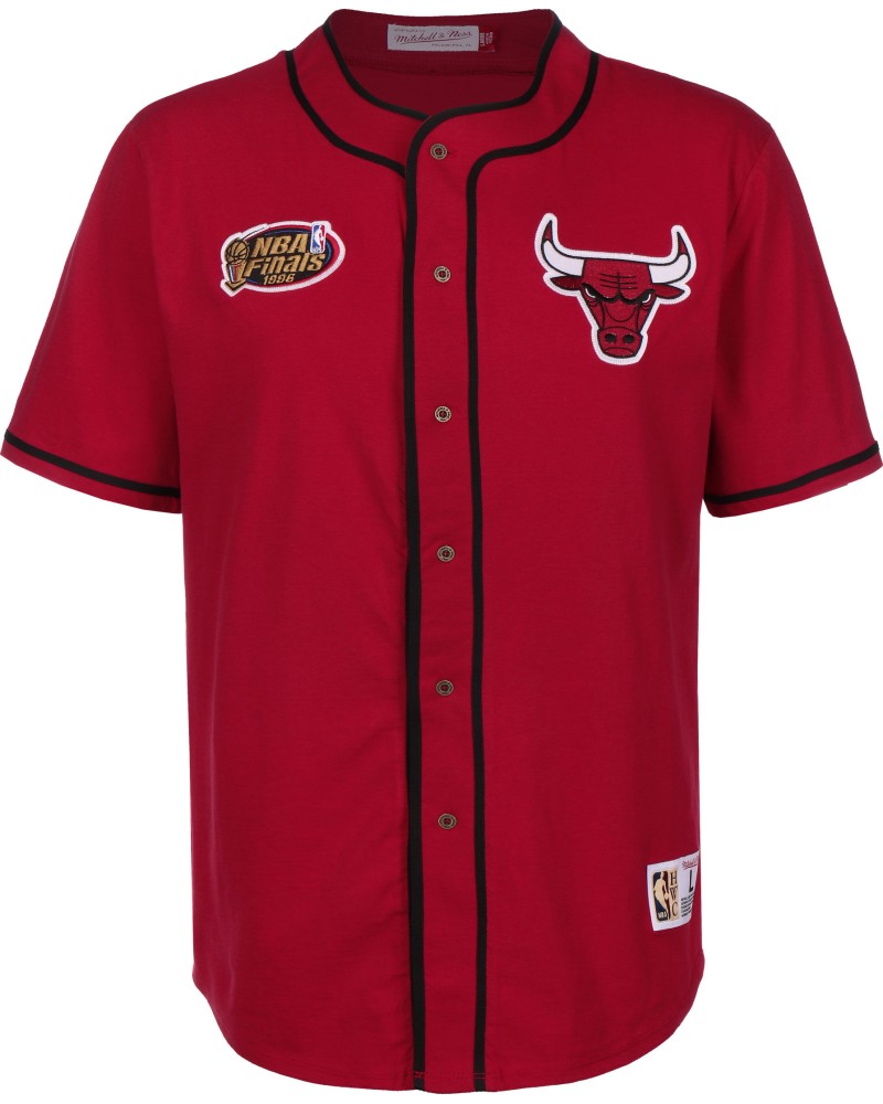 Chemise Mitchell & Ness Cotton Button Front Chicago Bulls Rouge