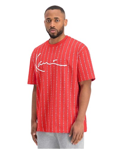 T-shirt Karl Kani Signature Logo Pinstripe Rouge