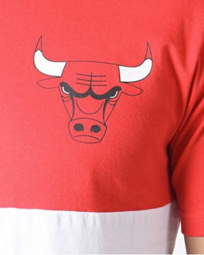 T-Shirt New era Chicago Bulls Colour Block Rouge Blanc