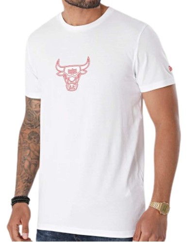 T-Shirt New era Chicago Bulls Chain Stitch Blanc