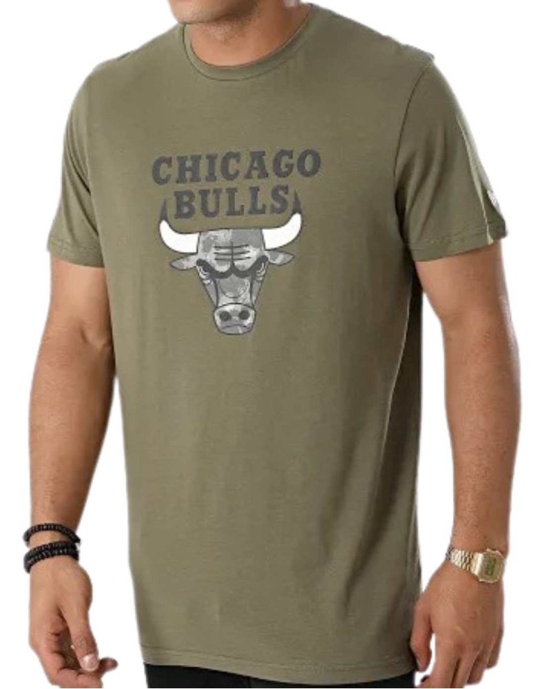T-Shirt New era Chicago Bulls Vert Kaki