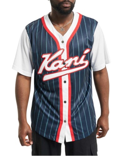 Karl Kani Varsity Block Pinstripe Baseball Shirt