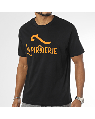 T-Shirt La piraterie Oversize Large Logo Noir Orange