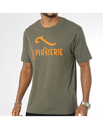 T-Shirt La piraterie Oversize Large Logo Vert Kaki Orange