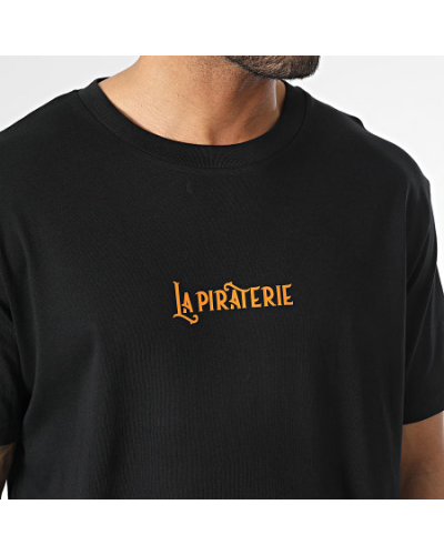 T-Shirt La Piraterie Oversize Large Wave Logo Noir Orange