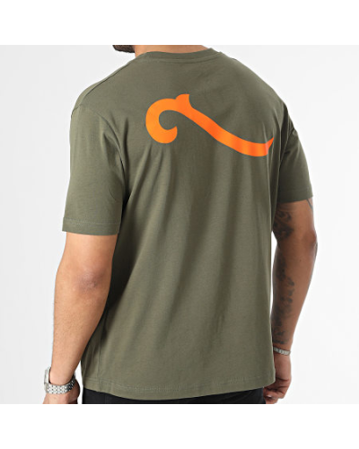 T-Shirt La Piraterie Oversize Large Wave Logo Vert Kaki Orange