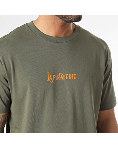 T-Shirt La Piraterie Oversize Large Wave Logo Vert Kaki Orange