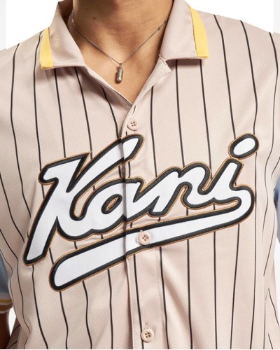 Chemise Karl Kani Pinstripe Baseball beige