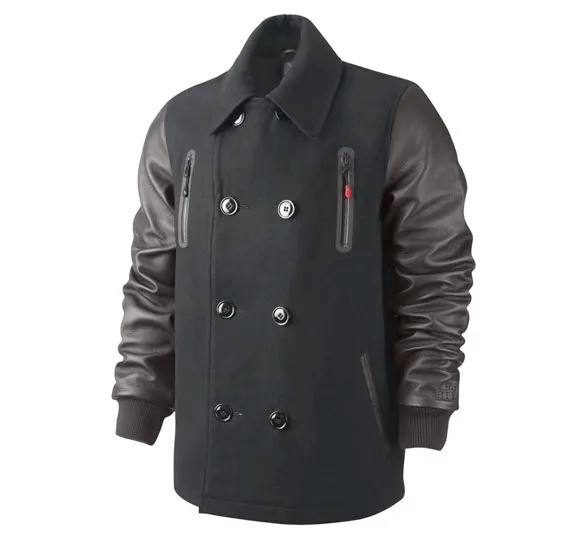 Manteau Nike Lebron James en Laine et Cuir Peacoat Noir