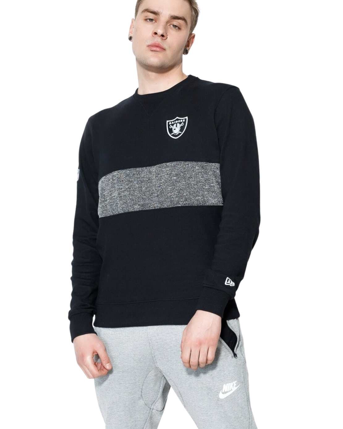 Sweat Crewneck New era Concrete Oak Raiders Noir