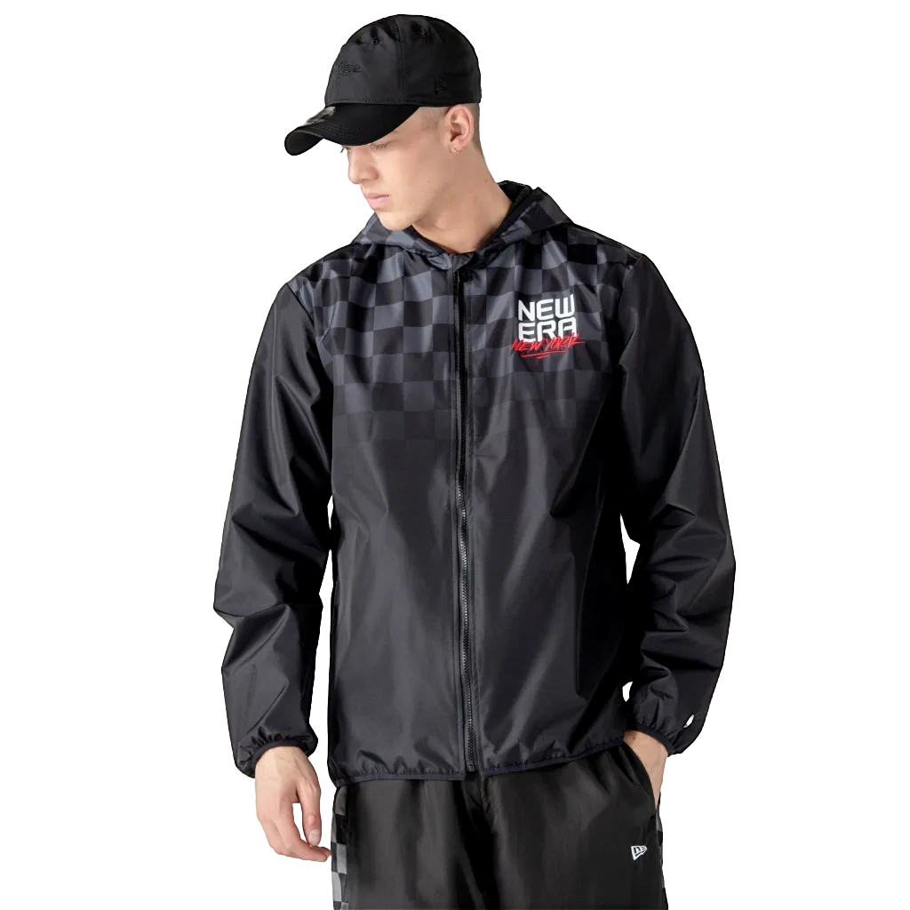 Coupe-Vent Zippé à Capuche New Era noir à imprimé gradient
