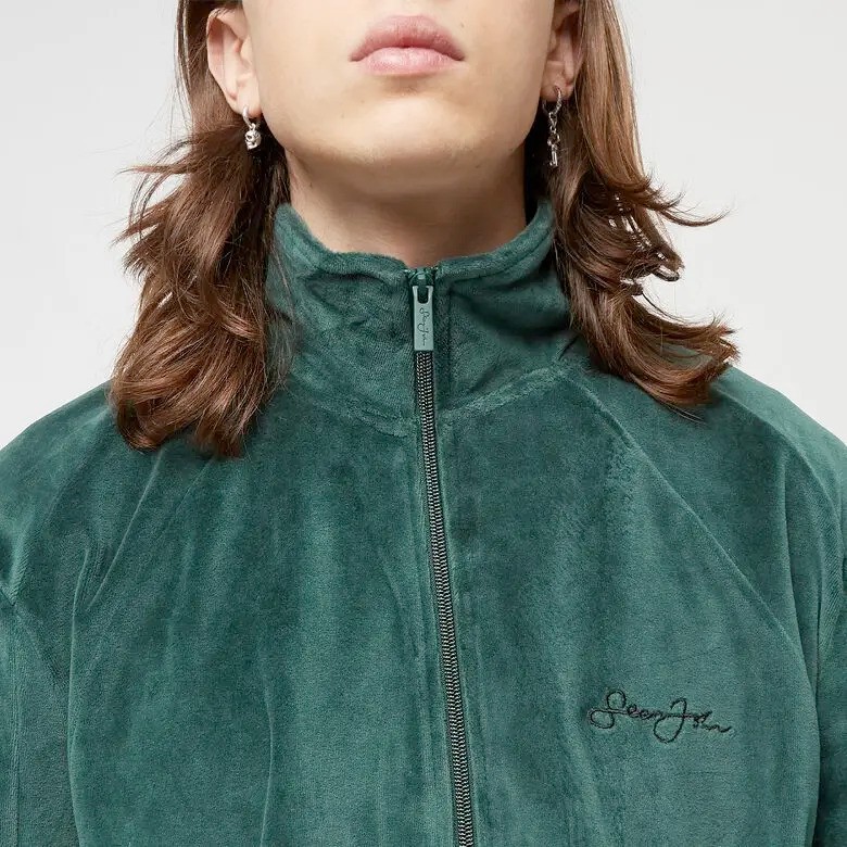 Veste Sean John Script Logo Essential Velours Vert