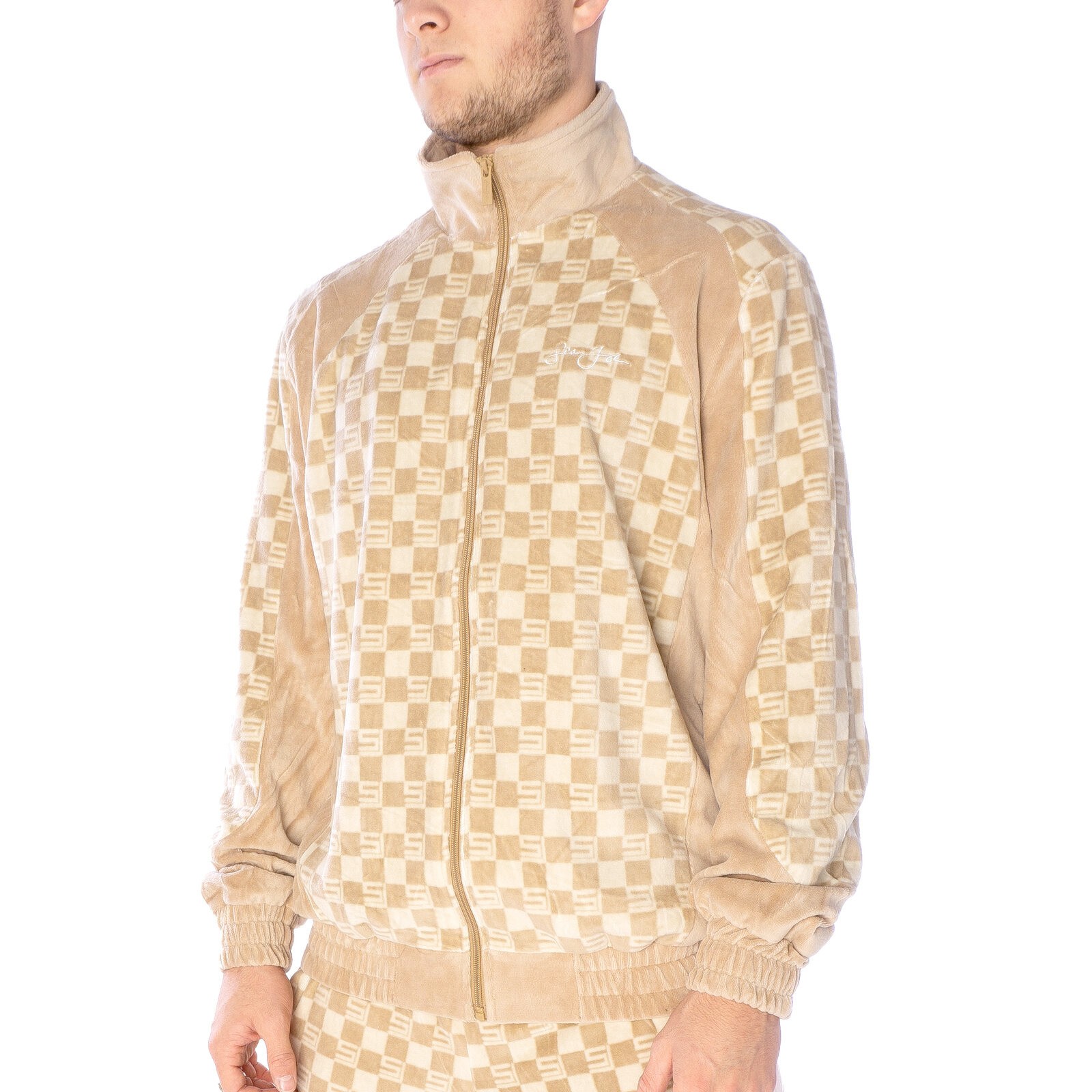 Veste Sean John peau de pêche Check Velours Beige
