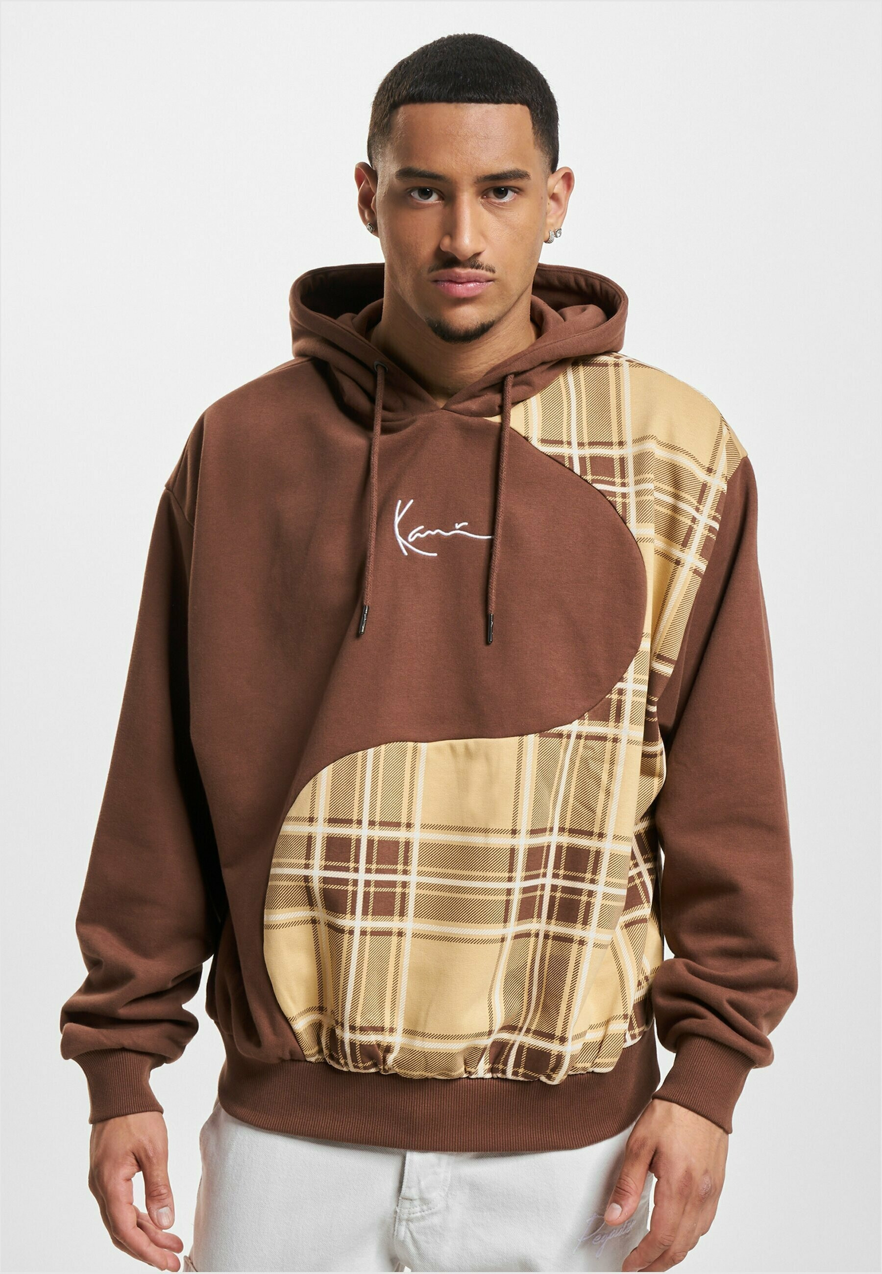 Sweat à capuche Karl Kani Small Signature Wavy Block Os brun