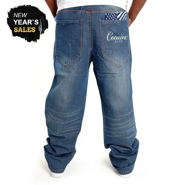 Jeans Cocaine Life Flaggy Logo Denim Medium Blue