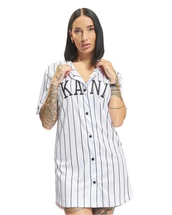 Robe Karl Kani College Pinstripe Baseball blanc