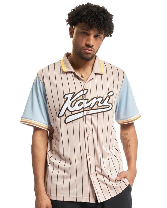 Chemise Karl Kani Pinstripe Baseball beige