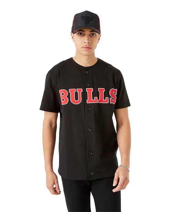 Chemise de baseball New Era noir des Chicago Bulls