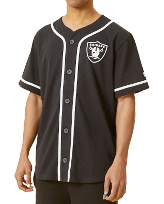 Chemise de baseball New Era noire Las Vegas Raiders Distressed