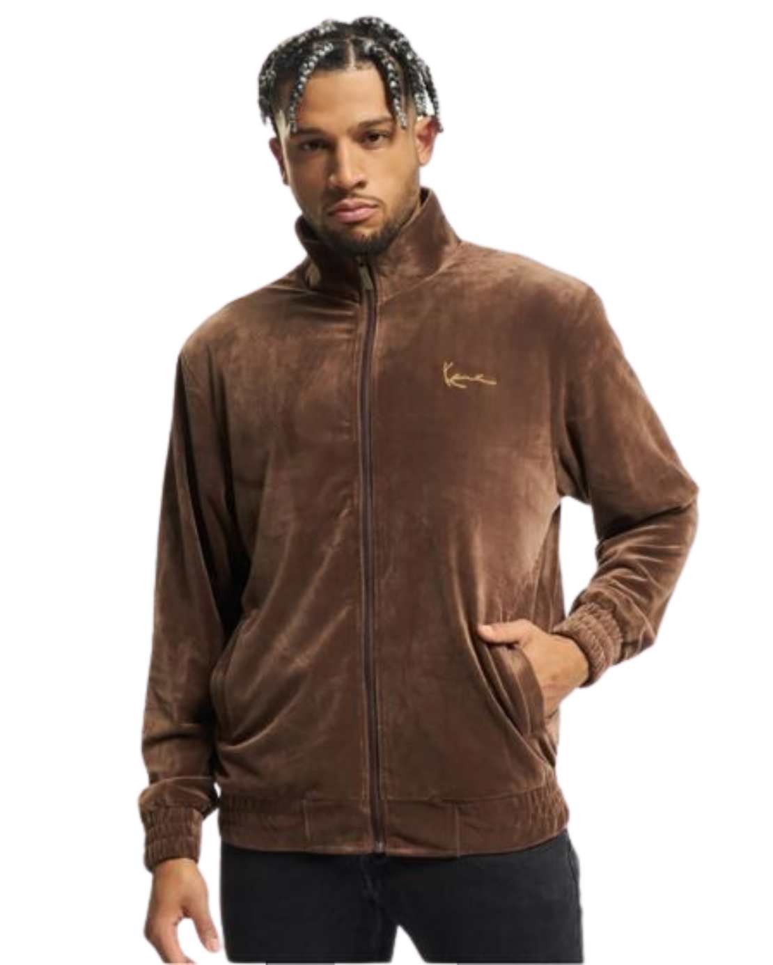Veste peau de pêche Karl Kani Small Signature Velvet marron