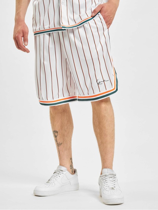 Karl Kani Small Signature Pinstripe Mesh Shorts Blanc