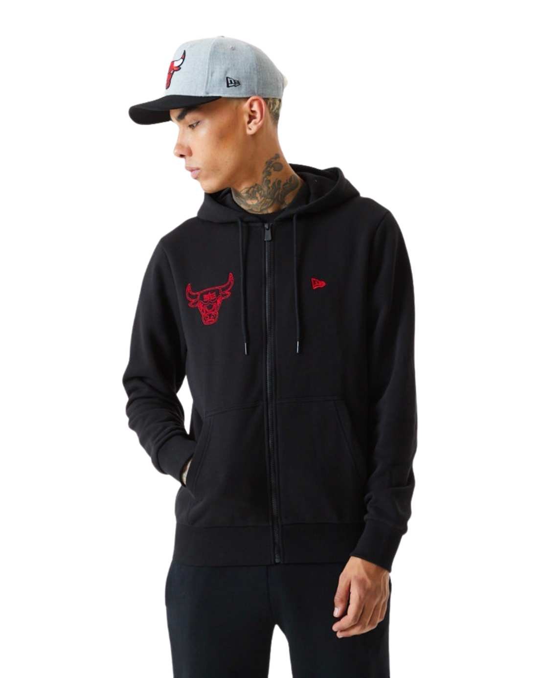 Sweat À Capuche New Era Chicago Bulls NBA Chain Stitch Zip Up