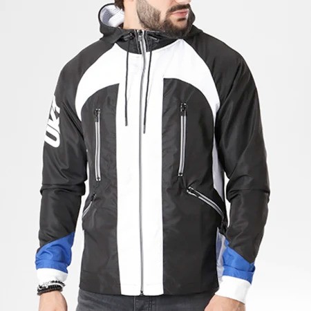 Veste Zippée Capuche Sharp Noir Blanc Bleu Roi