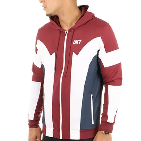 Sweat Zippé Capuche Unkut Berlin Bordeaux Blanc Bleu Marine