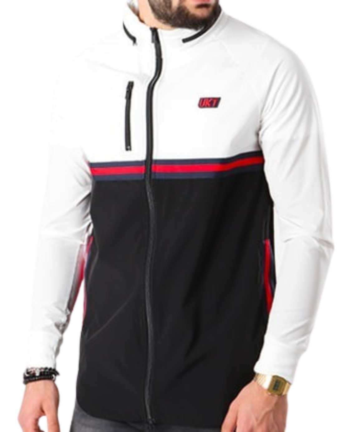 Coupe-Vent Lucca Noir Blanc cassé Rouge