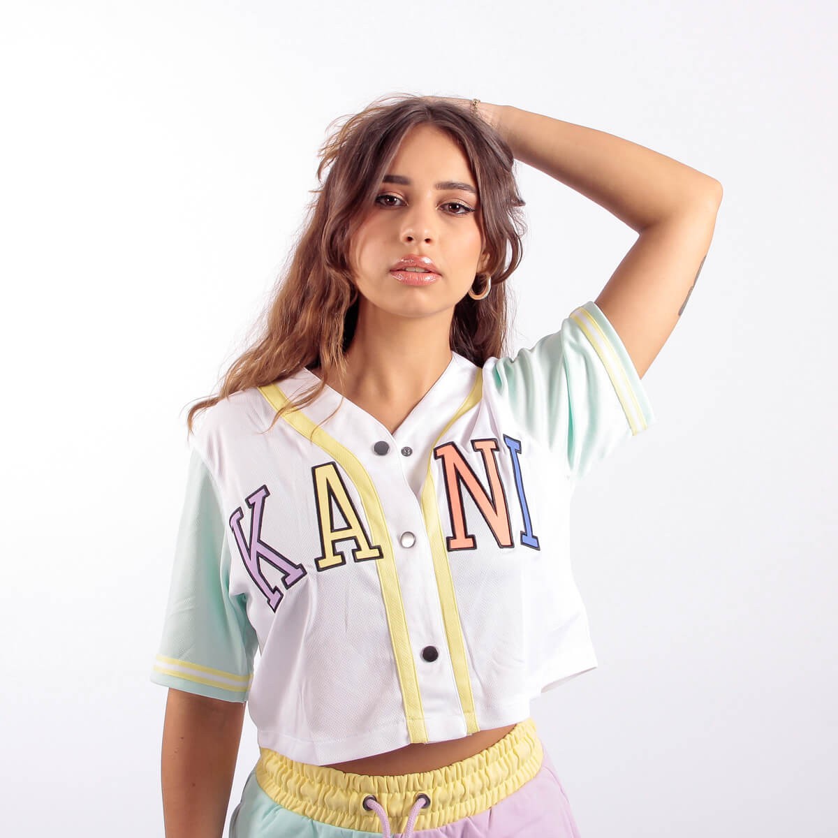 Chemise Karl Kani College Short Baseball White Mint