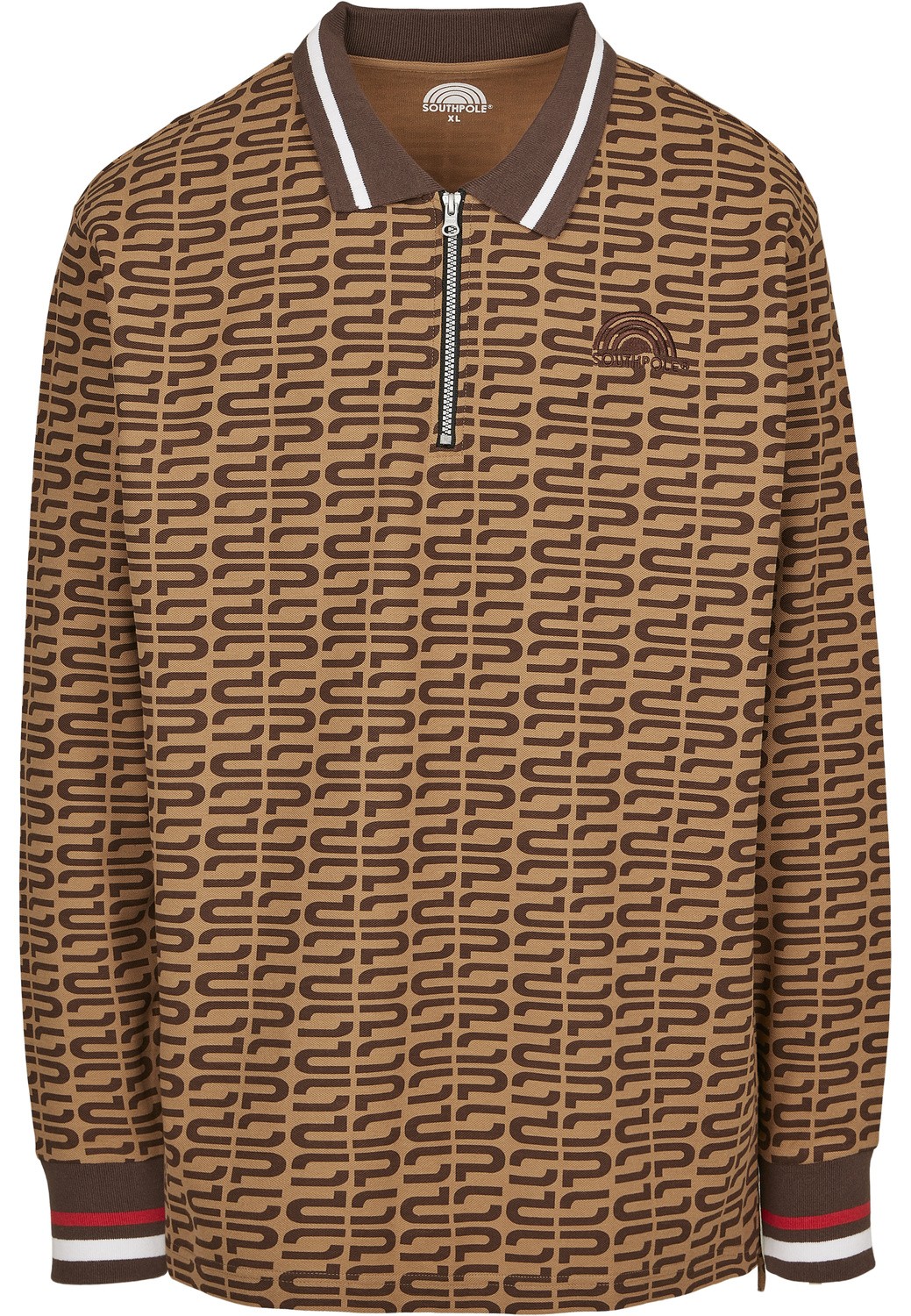 Polo à manche Longue Southpole AOP mocha