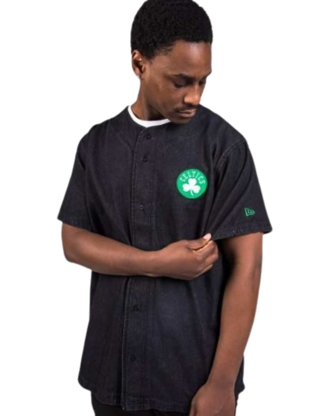 Chemise manches courtes en jeans New era NBA Boston Celtics noir
